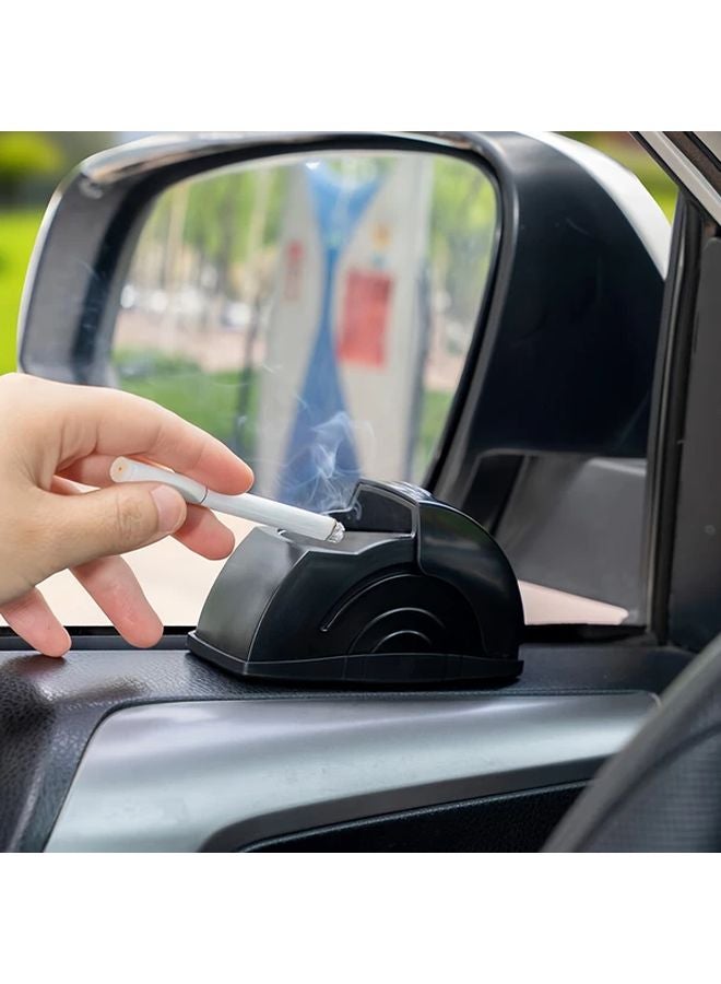 Black Car Ashtray With Lid Anti Spill Cup Holder Fit Easy Clean Vintage Metal - Image 1